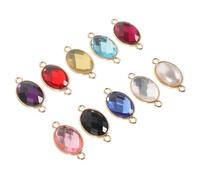 Operitacx 10pcs Oval Jewelry Connectors Links Diy Jewelry Making Pendants with Crystal Inlay Set for Bracelet Necklace Craft Supplies