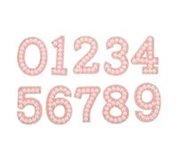 Operitacx 10pcs Sew On Rhinestone Number Patches 0-9: Embroidered Pearl Digit Applique - Embroidery Number for Jackets Backpack Hat and Sports Jersey DIY Decorating, Pink
