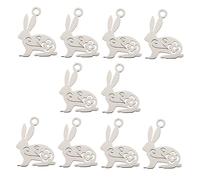Operitacx 10Pcs Stainless Steel Rabbit Charms DIY Accessories Polished Laser Cut Bunny Pendants for Necklace Bracelet Earrings Jewelry Making Gift
