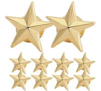 Operitacx 10pcs Star Lapel Pin Copper Metal Badges Golden Five-pointed Star Shape Delicate Eye-catching Brooches for Holiday Party and Labor Day Decoration