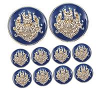 Operitacx 10pcs Western Styled Metal Sewing Buttons Blue-Gold 40l (25mm) Decorative Coat Fastener DIY Clothing Accessories for Jackets and Suits