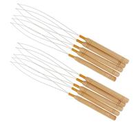 Operitacx 10pcs Wood Handle Hair Extension Threader Loop Needle Pulling Hook Tool for Hair Extensions and Wigs Lightweight Metal and Wood Construction Comfortable Control and Barbershop