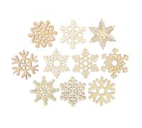 Operitacx 10pcs Wooden Snowflake Shaped Cutouts for Wedding and Christmas DIY Crafts, Natural Wood Material with Laser-Cut Design, Xmas Tree Decoration Embellishments