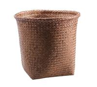 Operitacx 11 Inch Straw Woven Storage Basket Round Waste Paper Bin for Home Office Bedroom Bathroom Organizing and Trash Holding