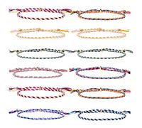 Operitacx 12 Pcs Adjustable Tibetan Style Woven Bracelet Set with Cotton Material and Copper Beads, Unique Fashion Hand Straps for Daily Life and Birthday Color