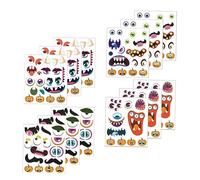 Operitacx 12 Sheets Halloween Pumpkin Grimace Stickers for Trick Treat Party Copperplate Paper Face Mask Decals Halloween Party Supplies for Wall Window Table and DIY Decorations