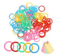 Operitacx 120pcs Colored Plastic Book Rings Inner Paper Rings for Loose Leaf Flashcards Notebooks Office Supplies with Secure Closure Red Yellow Blue Green Pink