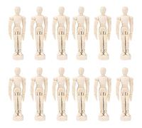 Operitacx 12pcs Articulated Wooden Model Mannequins for Sketching and Decoration Lightweight Figures for Artists Home Office and Projects