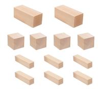 Operitacx 12pcs Basswood Carving Blocks Set with Natural Wood Cubes in Multiple Sizes 10x2.5x2.5cm, 5x5x5cm, 12.5x5x5cm for Woodworking, DIY Crafting and Whittling Beginners