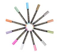Operitacx 12Pcs Colored Metallic Marker Pens Soft Brush Tip Water-based Paint Pens for Graffiti Adult Coloring Art Projects Non-slip Caps Sturdy Practical