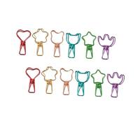 Operitacx 12pcs Cute Metal Binder Clips Set Colorful Animal Shapes Decorative Paper Clips for Office and School Supplies Includes Gold Flower Rose Gold Bear Red Heart Blue Cat Purple Mountain