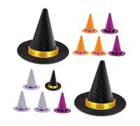 Operitacx 12pcs Mini Felt Witch Hats for DIY Crafts and Dollhouse Decor Halloween Miniature Hats in Black Gray Purple Orange Creative Party Favors and Doll Accessories