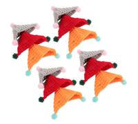 Operitacx 12pcs Mini Knit Wool Yarn Hats for Dolls and Small Pets Handmade Crochet Beanies DIY Craft Accessories Red Orange Gray for Birthday Party Holiday Decorations