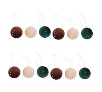 Operitacx 12pcs Plush Flocked Christmas Baubles Soft Holiday Tree Ornaments Brown Dark Green Lightweight and Easy to Hang Seasonal Decorations for Xmas Garland and Home