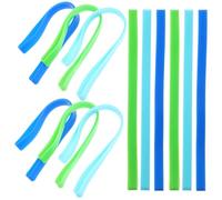 Operitacx 12pcs Silicone Elastic Rubber Bands 20cm Flat Bento Lunch Box Straps in Green Blue Navy, Heavy Duty Stretch Bands for Office, School, Camping and Notebook Wrapping