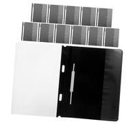 Operitacx 12pcs Transparent Dual Pocket Punched File Folders Plastic Document Sleeves for Reports and Contracts Bulk Pack Organizer for Office and Home Filing Black