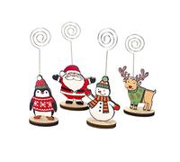 Operitacx 12pcs Xmas Table Photo Holder Penguin Patterned Place Name Holder Christmas Party Note Clip Desktop Ornament