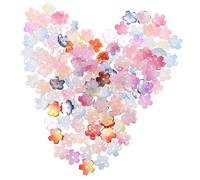 Operitacx 150pcs Gradient Cherry Blossom Flower Beads Glass Petal Spacer Caps Clear Five-petal Design for DIY Jewelry Making Bracelets Necklaces Crafts