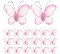 Operitacx 150pcs Sheer Mesh Wire Glitter Butterfly for Decorative Butterfly Wedding Favor Fine Pink Glitter and Fairy