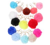 Operitacx 15pcs Elegant Fluffy Keyring Pompom Keychains Bag Pendant Backpack Pendant for Women