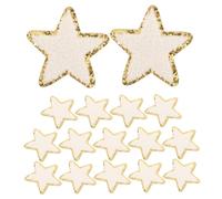Operitacx 16pcs Patches Embroidered Five Pointed Appliques with Sequin Gold Edge Durable Repair Badges for Clothes Hats Jackets Backpacks Shirts Decor