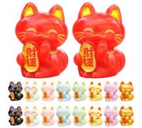 Operitacx 18pcs Mini Cat Figurines Set Resin Tiny Miniature Fortunate Cat Figures Cute Appearance and Fine Workmanship Decorative Use for Garden and Balcony