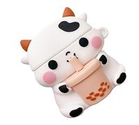 Operitacx 1Pc Adorable Milk Tea Cow Earphone Case Cover Compatible with Cute Protective Case for Wireless Earbuds Present for Earphone Lovers