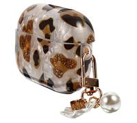 Operitacx 1pc Leopard Print Shell Earphone Case with Pearl Chain Compatible with Airpods Pro Portable Headphone Cover for Protection Against Scratches and Drops