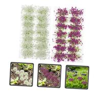Operitacx 2 Boxes Resin Static Grass Tufts for Model Railway and Tabletop Gaming Artificial Miniature Grass Clusters in White Purple DIY Scenic Decoration for Sand Table and War Gaming