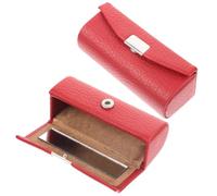 Operitacx 2 Pcs Portable Leather Lipstick Holder with Delicate Pattern Design for Travel and Dating, Red Lipstick Storage Bag Pouch, Stylish and Compact Cosmetic Case