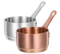 Operitacx 2 Pcs Stainless Steel Sauce Pots with Handle, 50ml Nonstick Dipping Bowls, Small Ramekins Serving Cup for Milk Gravy Jug Soup Pot Cooking for Home Kitchen（Silver&Rose Gold）