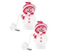 Operitacx 2 Pcs USB Charging Night Light, Christmas Glowing Snowman Lamp, Multi-Color Cartoon Snowman Decorations, Light up Desk Lamp for Bedroom, Living Room, Xmas Party