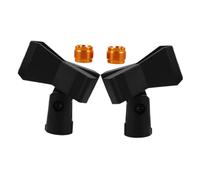 Operitacx 2 Sets Adjustable Microphone Clip of Mic Holders with Male to Female Adapter Durable Copper Construction for Wired Wireless Microphones Secure Spring Clamp Design