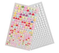 Operitacx 2 Sheets Flat Back Pearl Stickers Self-Adhesive Facial Decals for Makeup Nail Art Phone Decor Compact Embellishments for Crafting Safe Non-Falling Pearls in Multiple Colors