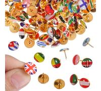 Operitacx 200 Pcs National Flag Push Pins for World Map Pin Board, Decorative Country Flag Thumb Tacks for Travel Map for Bulletin Cork & Office, with Storage Box