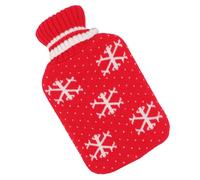 Operitacx 2000ml Hot Water Bottle with Knitting Wool and Rubber Cover, Practical Xmas Series Warmer Set Featuring Lovely Festive Design, and Friends During Christmas