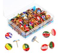 Operitacx 200pcs National Flag Push Pins, Decorative Push Pins for Cork Board, Country Flag Thumb Tacks for Bulletin Board, Map, Office