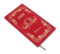 Operitacx 2026 A6 Daily Planner Notebook with Pu Cover, Red Small Weekly Academic Organizer for Students and Office Work, Monthly Goals Journal for Schedule and Budget Management