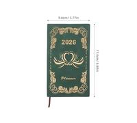Operitacx 2026 Daily Planner Notebook with 365-day Structure, Habit Tracking and Checklist Features, Elegant Green Pu Cover, for Note Taking and School Use