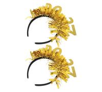 Operitacx 2027 New Year Headbands Hair Accessories 2pcs with Glitter Number and Star Shapes, Safe and Reliable Iron, Cloth, and Plastic Material for Family Celebrations and Dance Parties