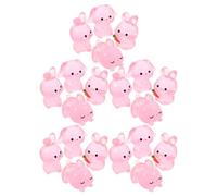 Operitacx 20pcs Mini Bunny Figures Resin Ornaments with Night Glow Functionality Pink Small Rabbits for Easter Tabletop Figure Decorations and Fairy Garden Accents