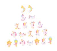Operitacx 20Pcs Mini Unicorn Rainbow Cloud Resin Charms for Jewelry Making Assorted Cartoon Pendants for Earrings Necklaces Bracelets DIY Craft Supplies