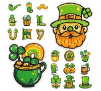 Operitacx 20pcs St Patrick’s Day Embroidered Appliques Set with Irish Green Shamrock for Clothes, Jackets, Backpacks - Sew-on Fabric Patches for Repair and Decoration