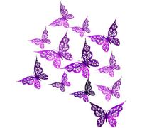 Operitacx 24pcs Fake Butterflies Wall Stickers with Glitter Delicate Paper Material, Easy to Use Simulated Butterfly Pattern for Parties and Weddings Home Wall Decorative Decal