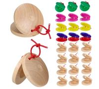 Operitacx 24Pcs Percussion Instruments Wooden Plastic Finger Castanets Musical for Preschool Early Education and Rhythm Practice