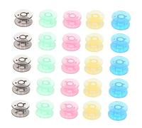 Operitacx 25-Pack Colored Sewing Machine Bobbins for Brother Singer Empty Plastic Bobbin Spools with Storage Case for Home Sewing and Crafting