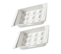 Operitacx 2Pcs 12-Grid Refrigerator Egg Containers, Plastic Egg Storage Drawer for Fridge, Space-Saving Organiser to Prevent, Kitchen Food Preservation Tray