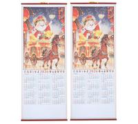 Operitacx 2pcs 2026 Chinese New Year Calendar - Wall Scroll Year of the Horse Calendar Traditional Chinese Lunar Monthly Decor for Home Office