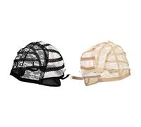 Operitacx 2pcs Adjustable Elastic Breathable Wig Lace Net Caps with Black and Skin Tone Mesh Base for Hairdressing and Lace Front Wigs