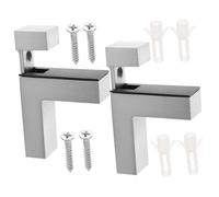 Operitacx 2pcs Adjustable Glass Shelf Brackets Wall Mount Glass Shelf Supports for Panels Durable Polished Silver Finish with Screw Installation for Bathroom Wine Cabinet